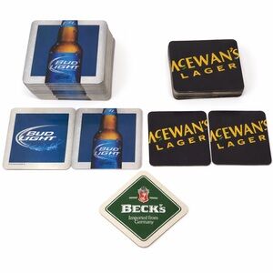 Vintage Beer Coasters Lot Bud Light McEwan’s Lager Beck’s Bar Lot of 51